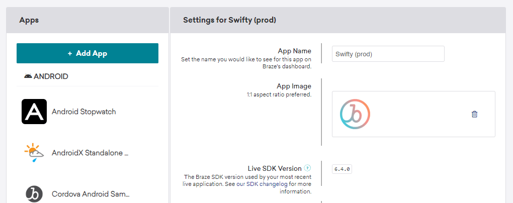 ワークスペースの Swifty という名前のアプリ。Live SDK バージョンは6.6.0です。